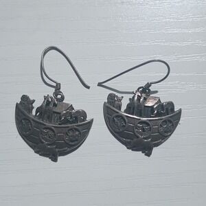 VTG STERLING SILVER NOAH'S ARK EARRINGS STAMPED C925 THAILAND